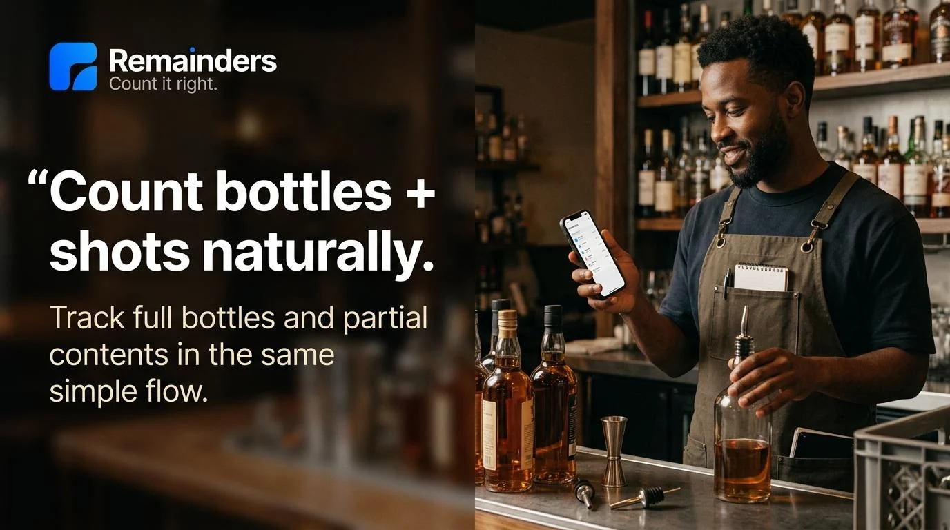 Full bottles and open contents counted in one flow